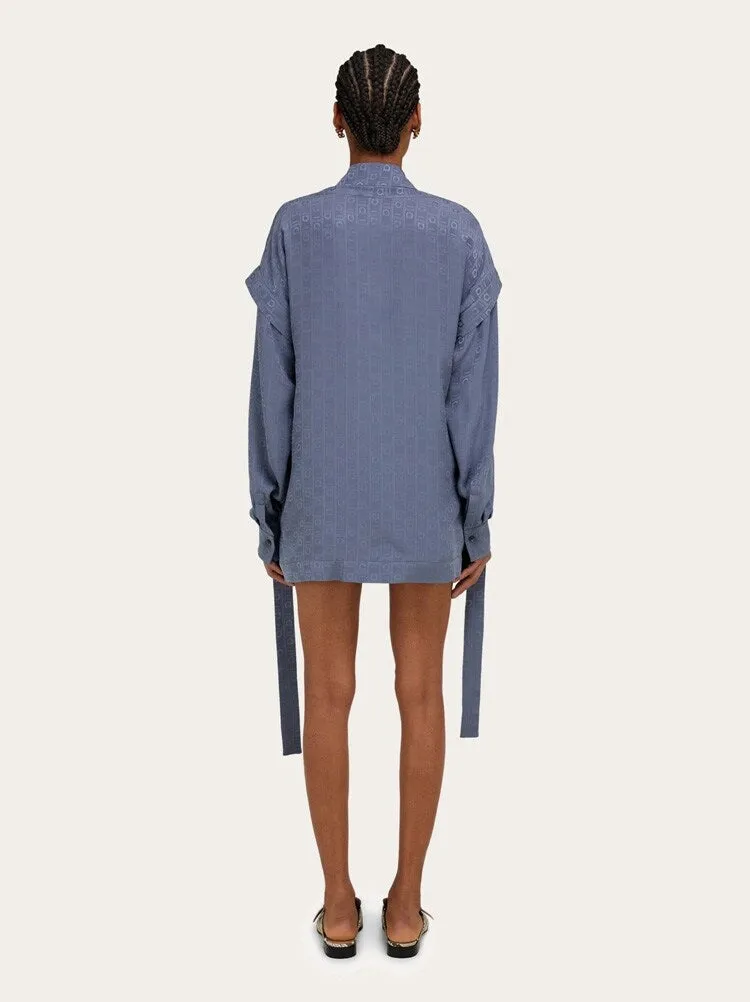 FERRAGAMO WOMEN'S BLUE SILK BELTED SHIRT sold by Lord & Taylor product image thumbnail 3