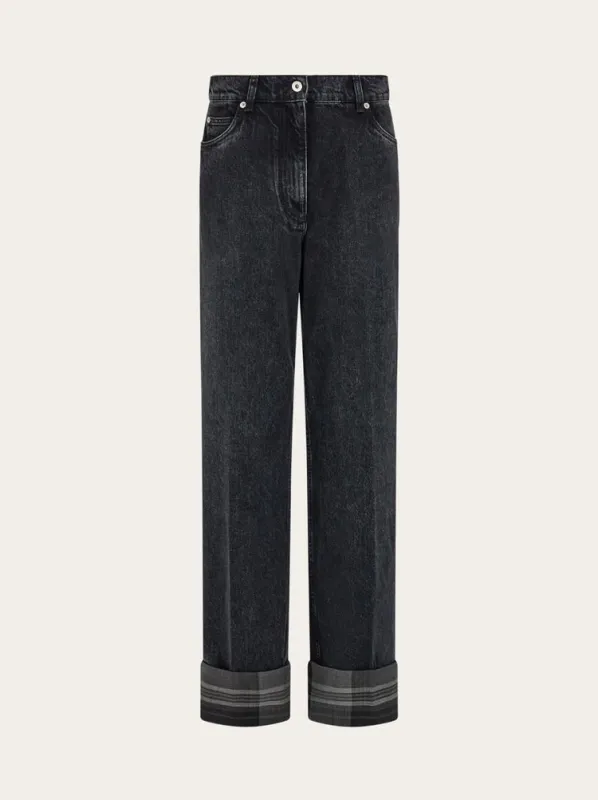 FERRAGAMO WOMEN'S BLACK STRAIGHT LEG TROUSERS made by Salvatore Ferragamo