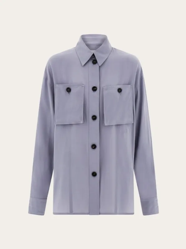 FERRAGAMO WOMEN'S LAVENDER SILK OVERSIZED SHIRT made by Salvatore Ferragamo