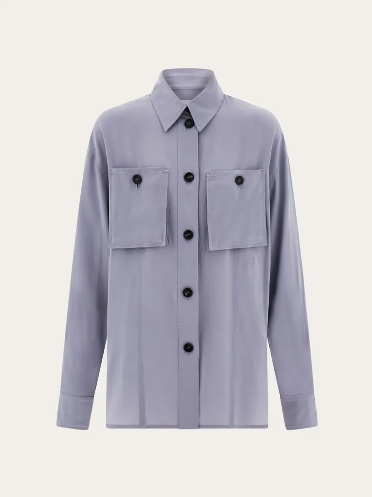 FERRAGAMO WOMEN'S LAVENDER SILK OVERSIZED SHIRT sold by Lord & Taylor