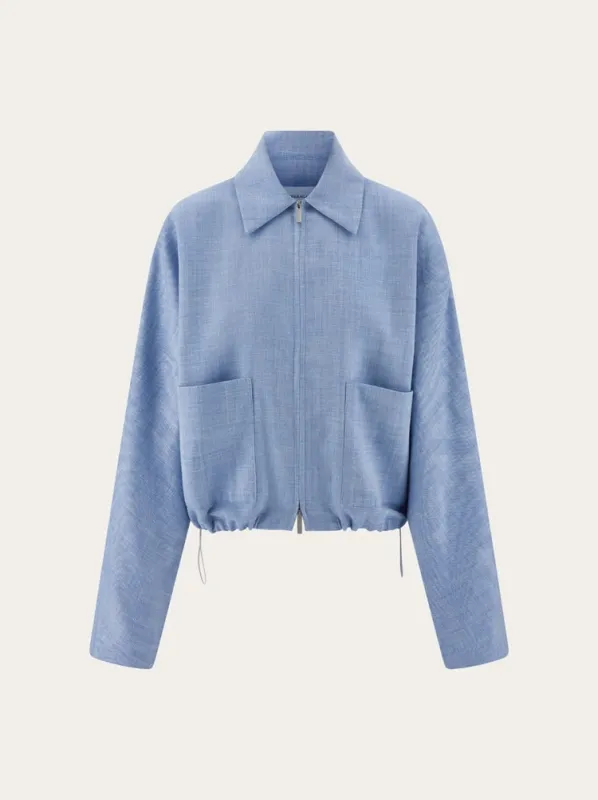 FERRAGAMO WOMEN'S LIGHT BLUE WOOL SILK LINEN JACKET made by Salvatore Ferragamo