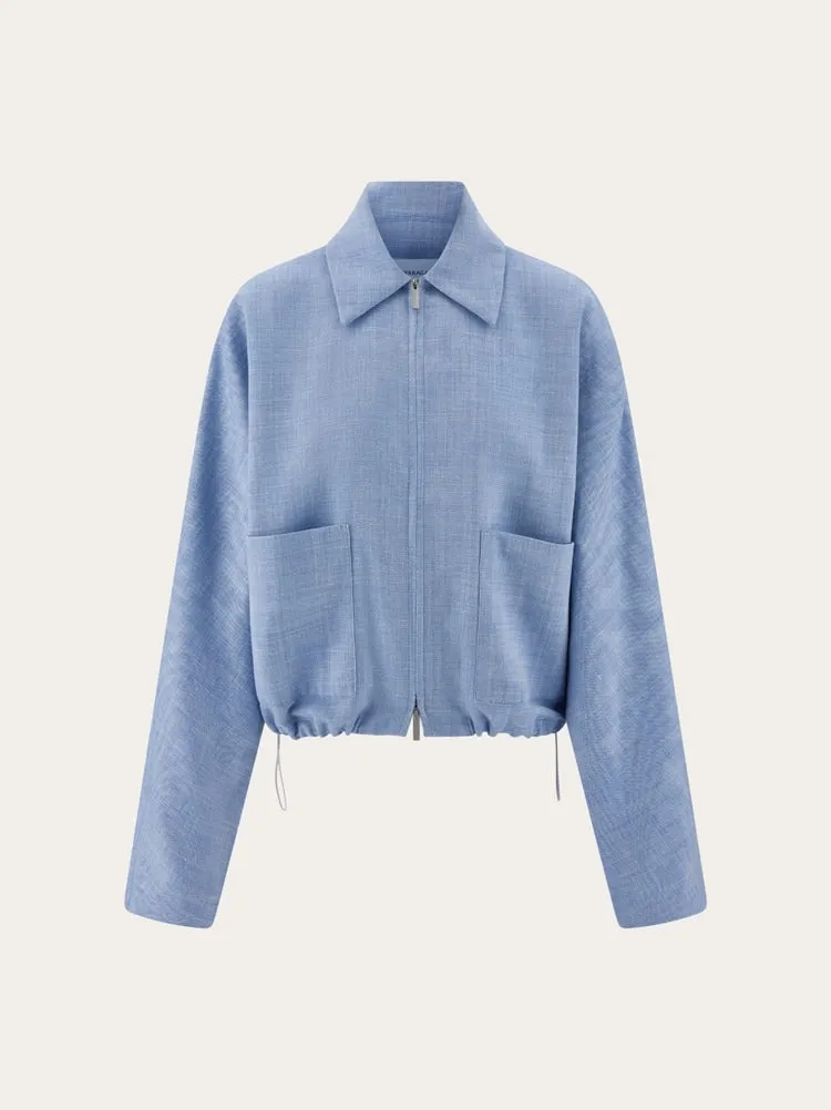 FERRAGAMO WOMEN'S LIGHT BLUE WOOL SILK LINEN JACKET sold by Lord & Taylor