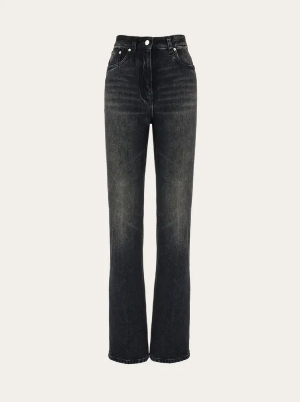 FERRAGAMO WOMEN'S BLACK STRAIGHT LEG TROUSERS made by Salvatore Ferragamo