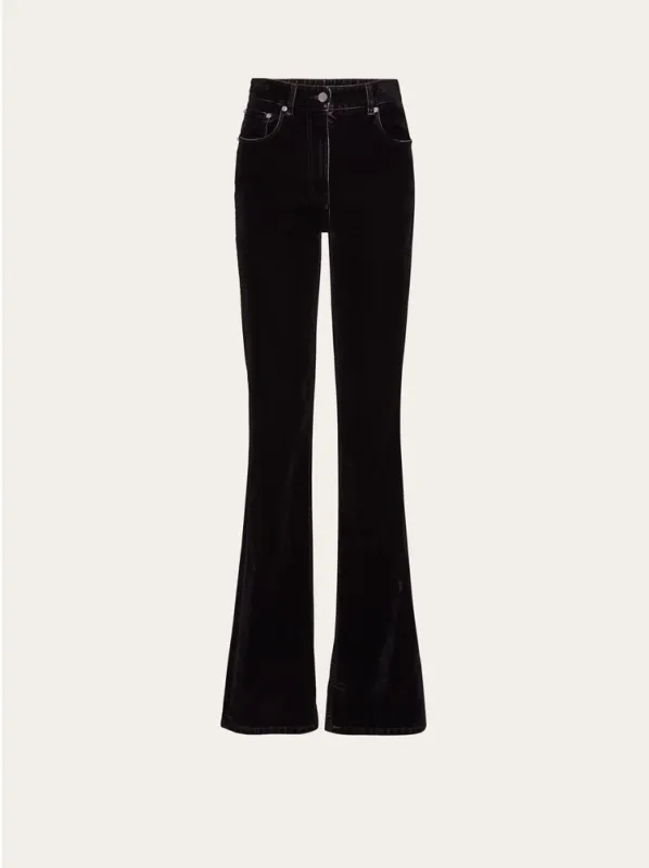 FERRAGAMO WOMEN'S BLACK FLARED COTTON TROUSERS made by Salvatore Ferragamo