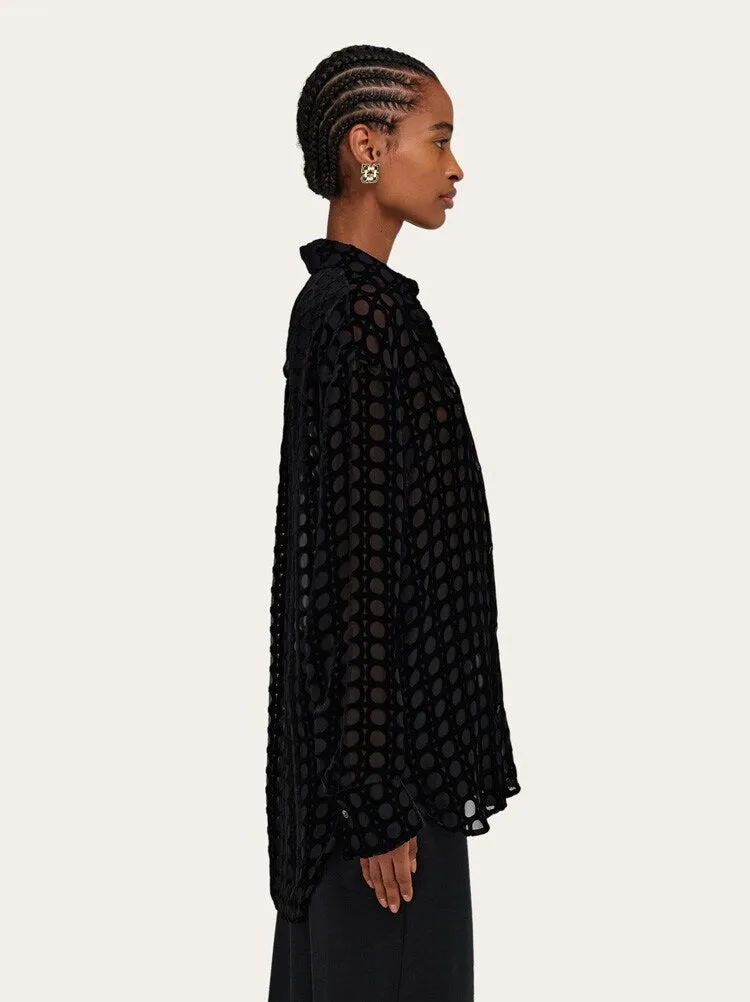 FERRAGAMO WOMEN'S BLACK SHEER CIRCLE SHIRT sold by Lord & Taylor product image thumbnail 2
