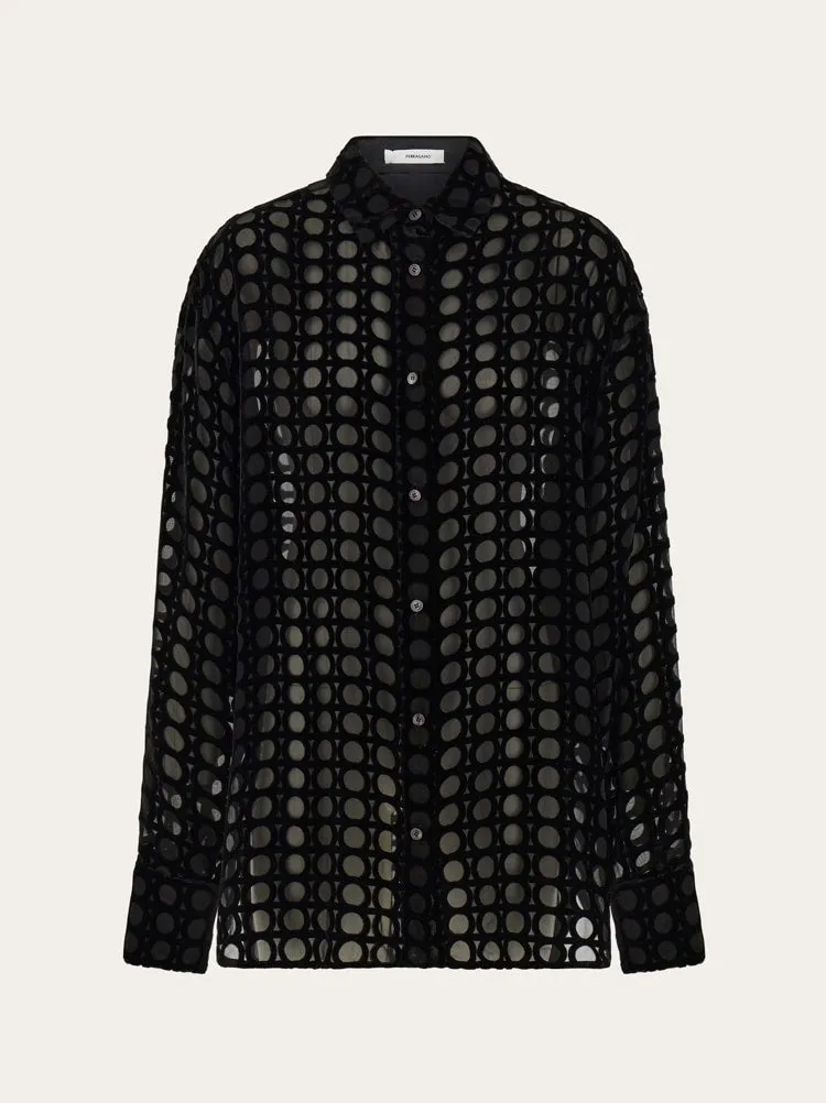 FERRAGAMO WOMEN'S BLACK SHEER CIRCLE SHIRT sold by Lord & Taylor