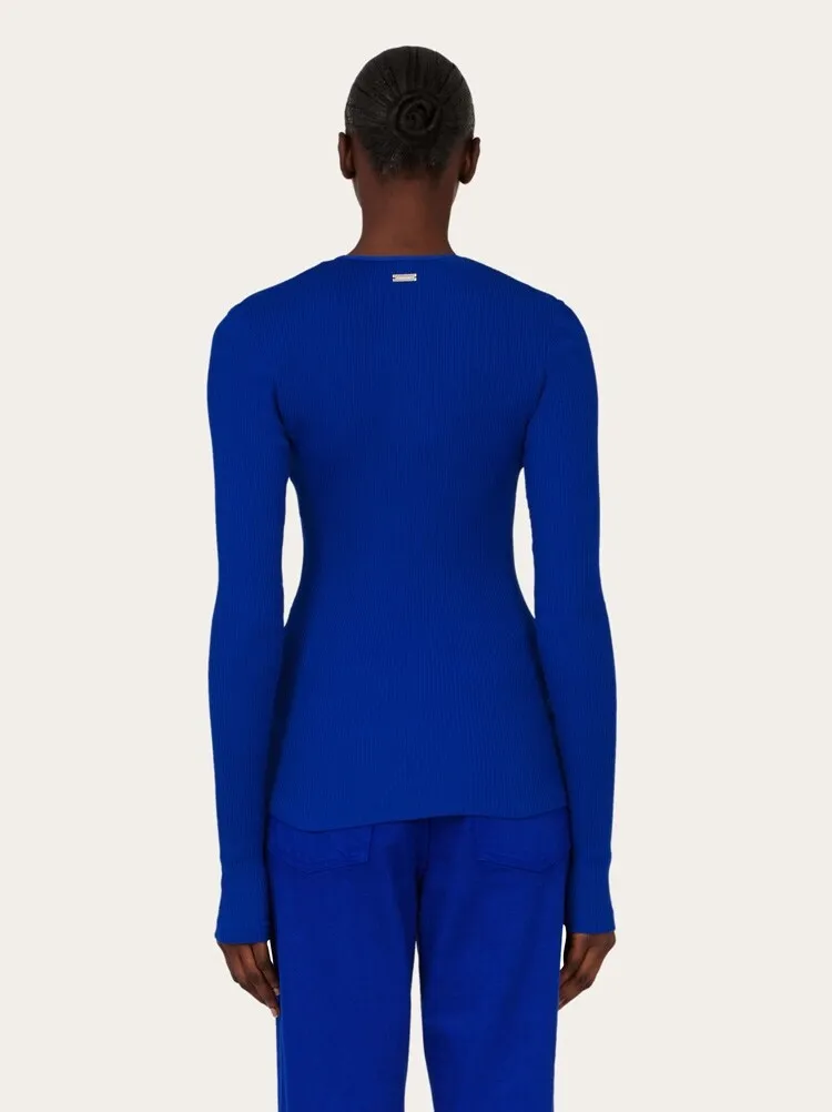 FERRAGAMO WOMEN'S BRIGHT BLUE RIBBED SWEATER sold by Lord & Taylor product image thumbnail 3