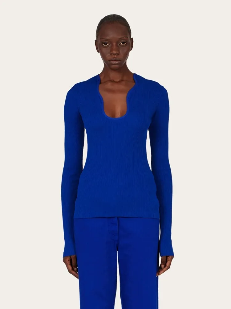 FERRAGAMO WOMEN'S BRIGHT BLUE RIBBED SWEATER sold by Lord & Taylor product image thumbnail 2
