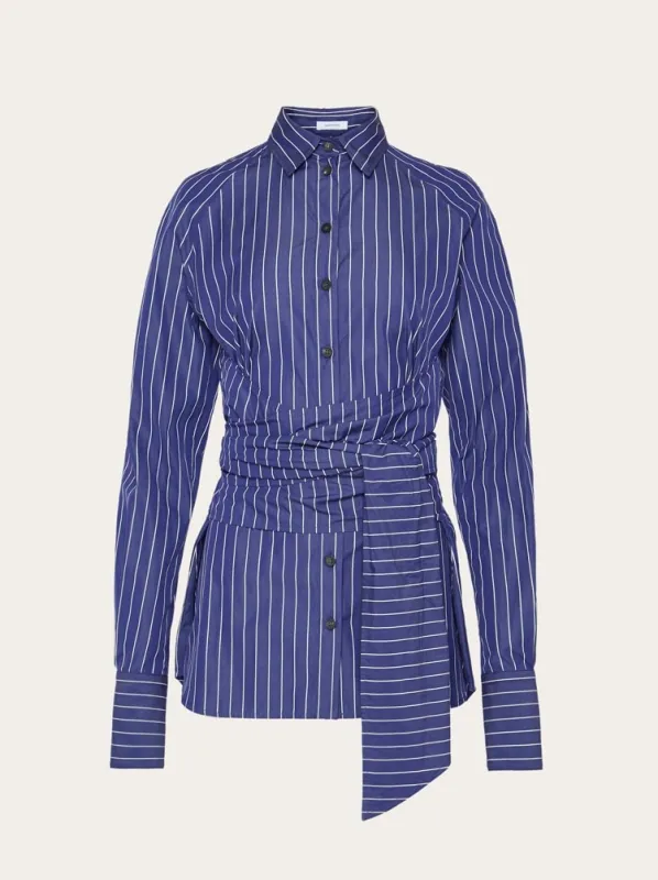 FERRAGAMO WOMEN'S BLUE STRIPED COTTON SHIRT made by Salvatore Ferragamo