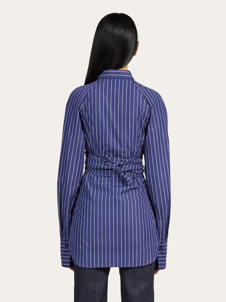 FERRAGAMO WOMEN'S BLUE STRIPED COTTON SHIRT sold by Lord & Taylor product image thumbnail 2