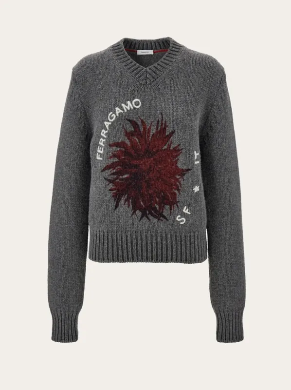 FERRAGAMO WOMEN'S DARK GREY WOOL SWEATER made by Salvatore Ferragamo