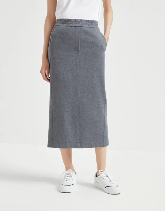 BRUNELLO CUCINELLI WOMEN'S GREY MIDI STRAIGHT SKIRT made by Brunello Cucinelli
