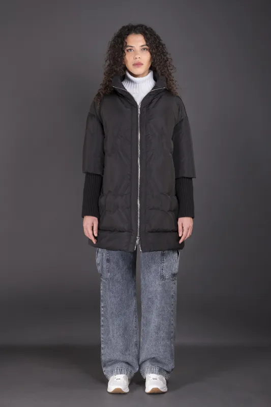 MOORER WOMEN'S BLACK QUILTED OVERSIZED JACKET made by MooRER
