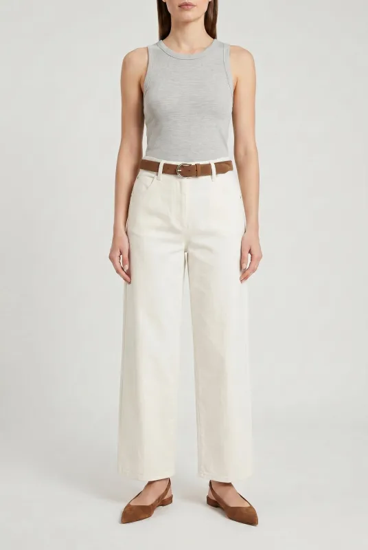 BRUNELLO CUCINELLI WOMEN'S OFF WHITE WIDE LEG TROUSERS made by Brunello Cucinelli