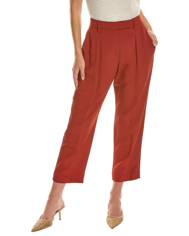 BRUNELLO CUCINELLI WOMEN'S RUST TAPERED HIGH WAIST TROUSERS made by Brunello Cucinelli