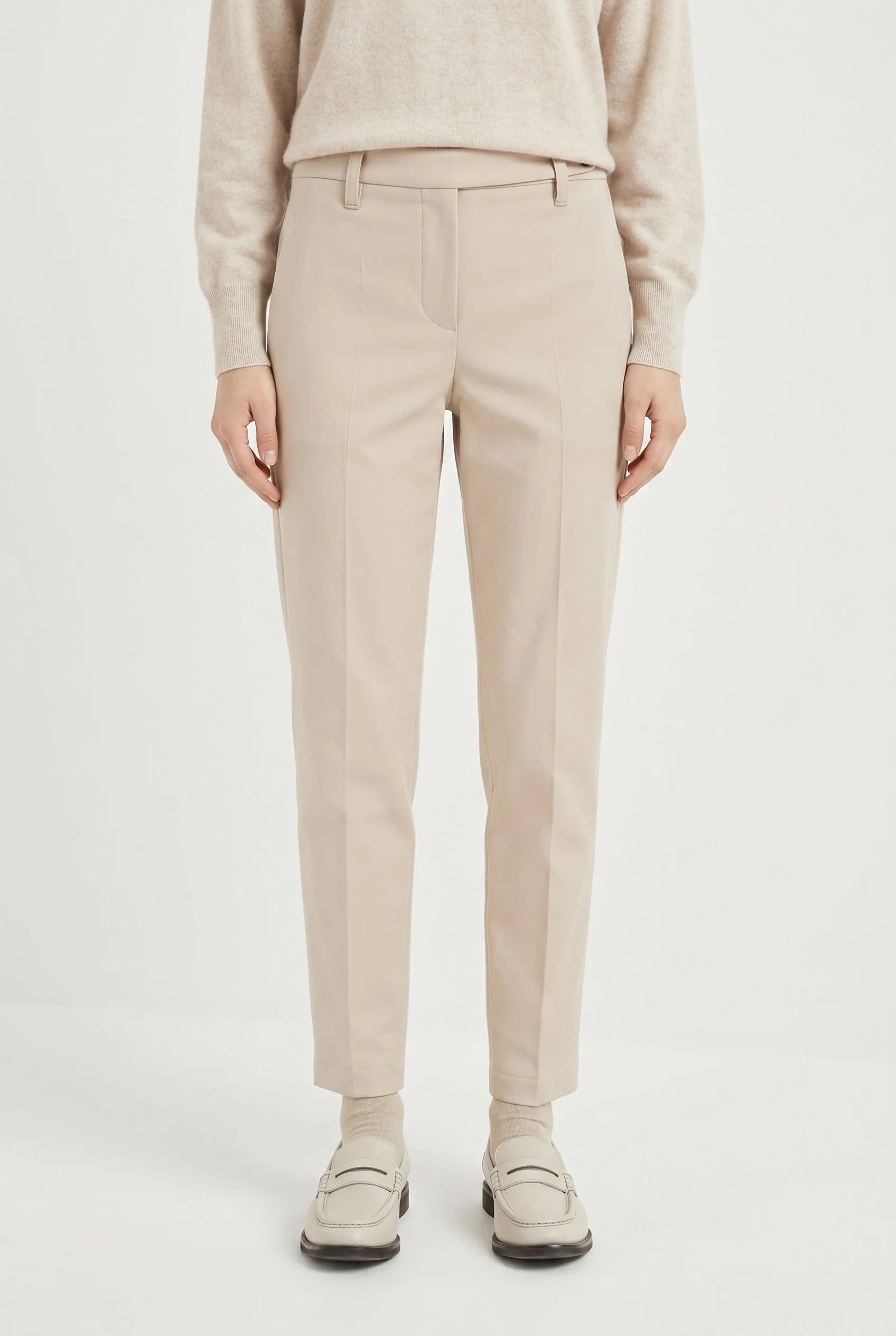 BRUNELLO CUCINELLI WOMEN'S BEIGE TAILORED SLIM TROUSERS sold by Lord & Taylor
