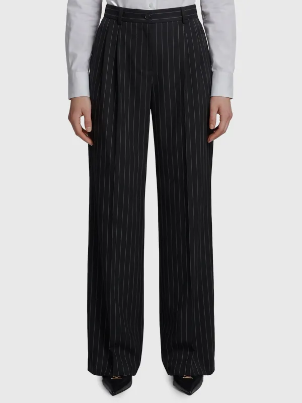 Wool chalk stripe trousers made by Dolce & Gabanna