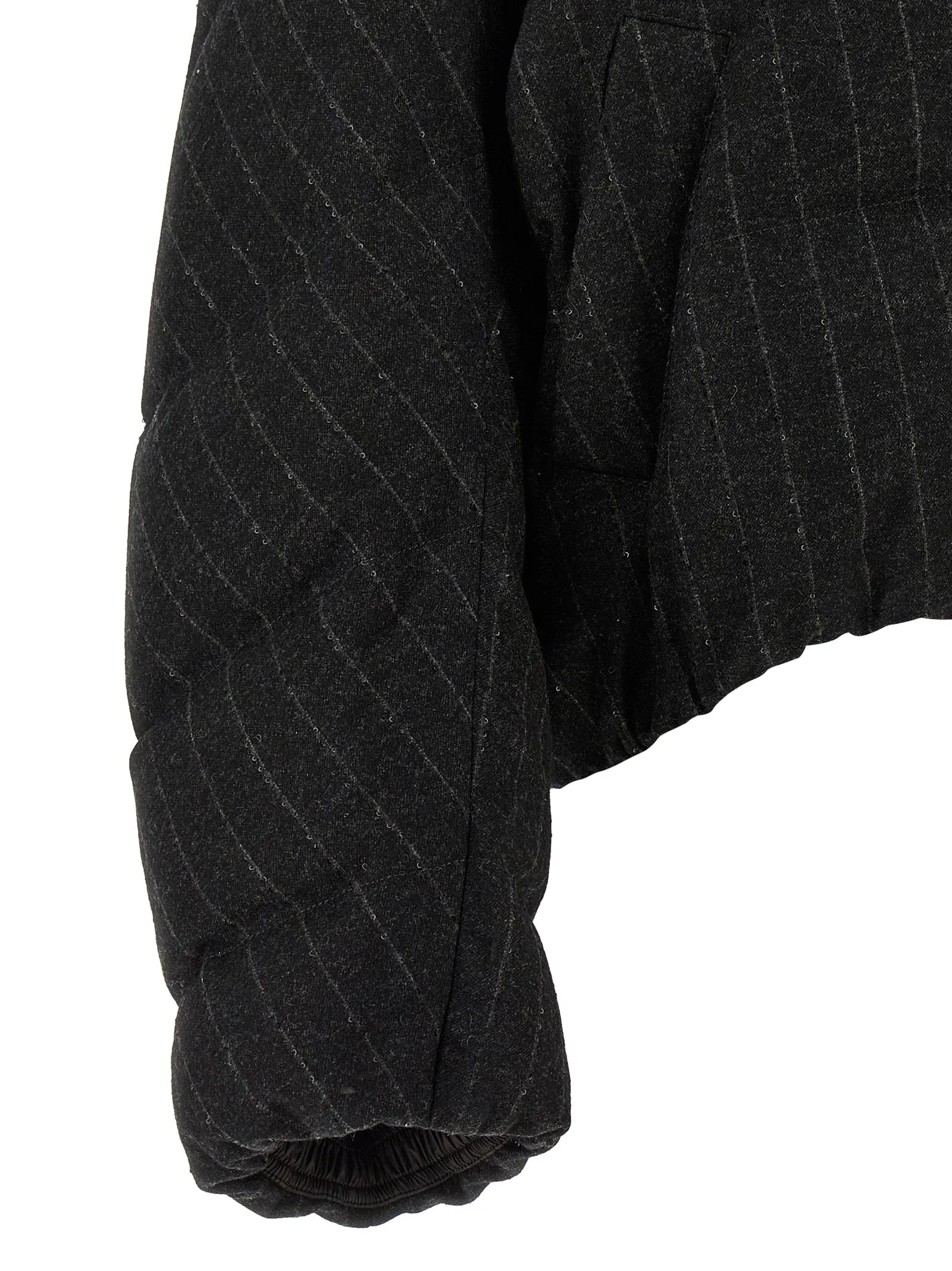 Micro sequin pinstriped crop down jacket sold by Lord & Taylor product image thumbnail 4