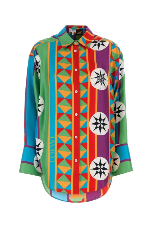PRINTED SILK PAULA S IBIZA OVERSIZE SHIRT made by Loewe