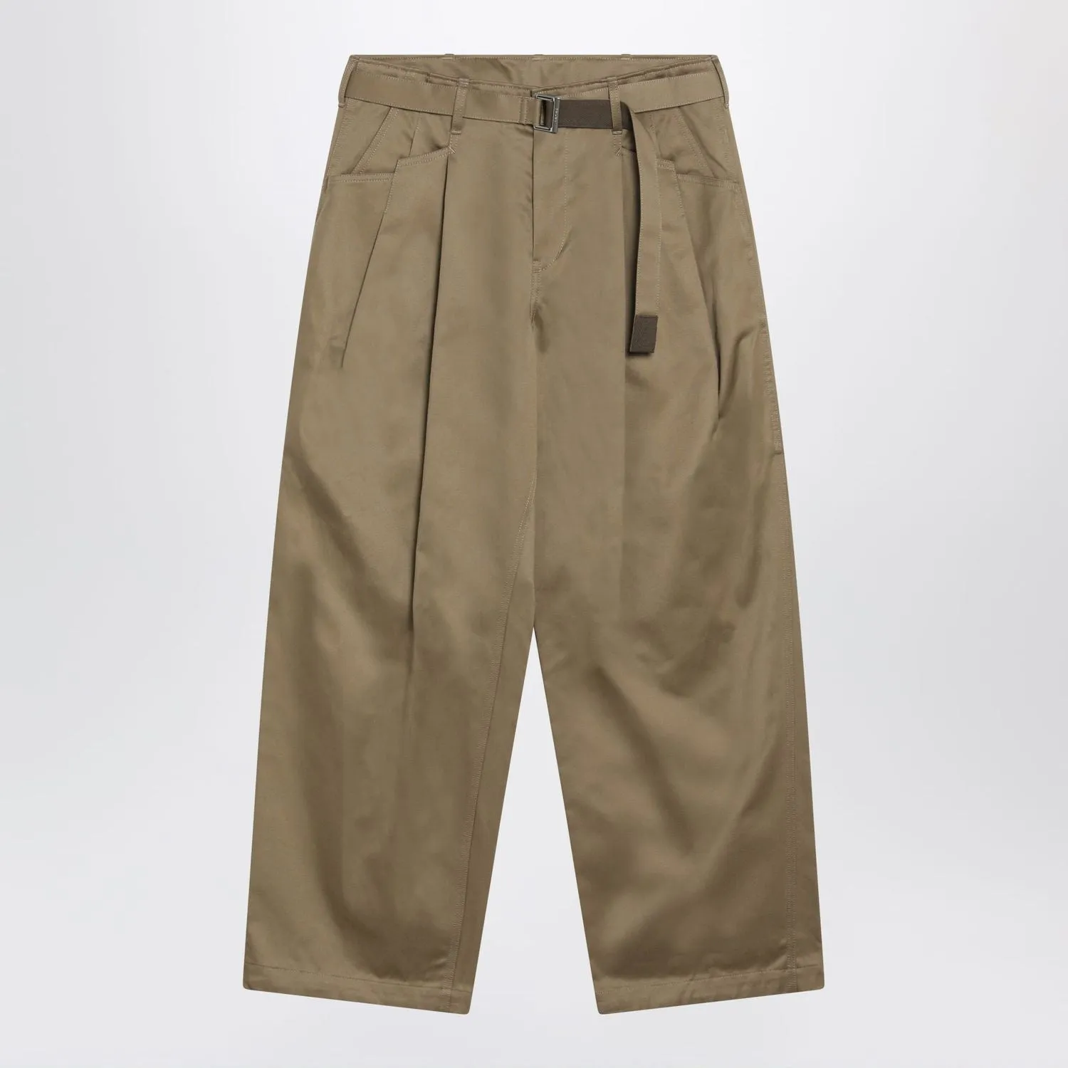 BEIGE COTTON TWILL TROUSERS WITH BELT sold by Lord & Taylor