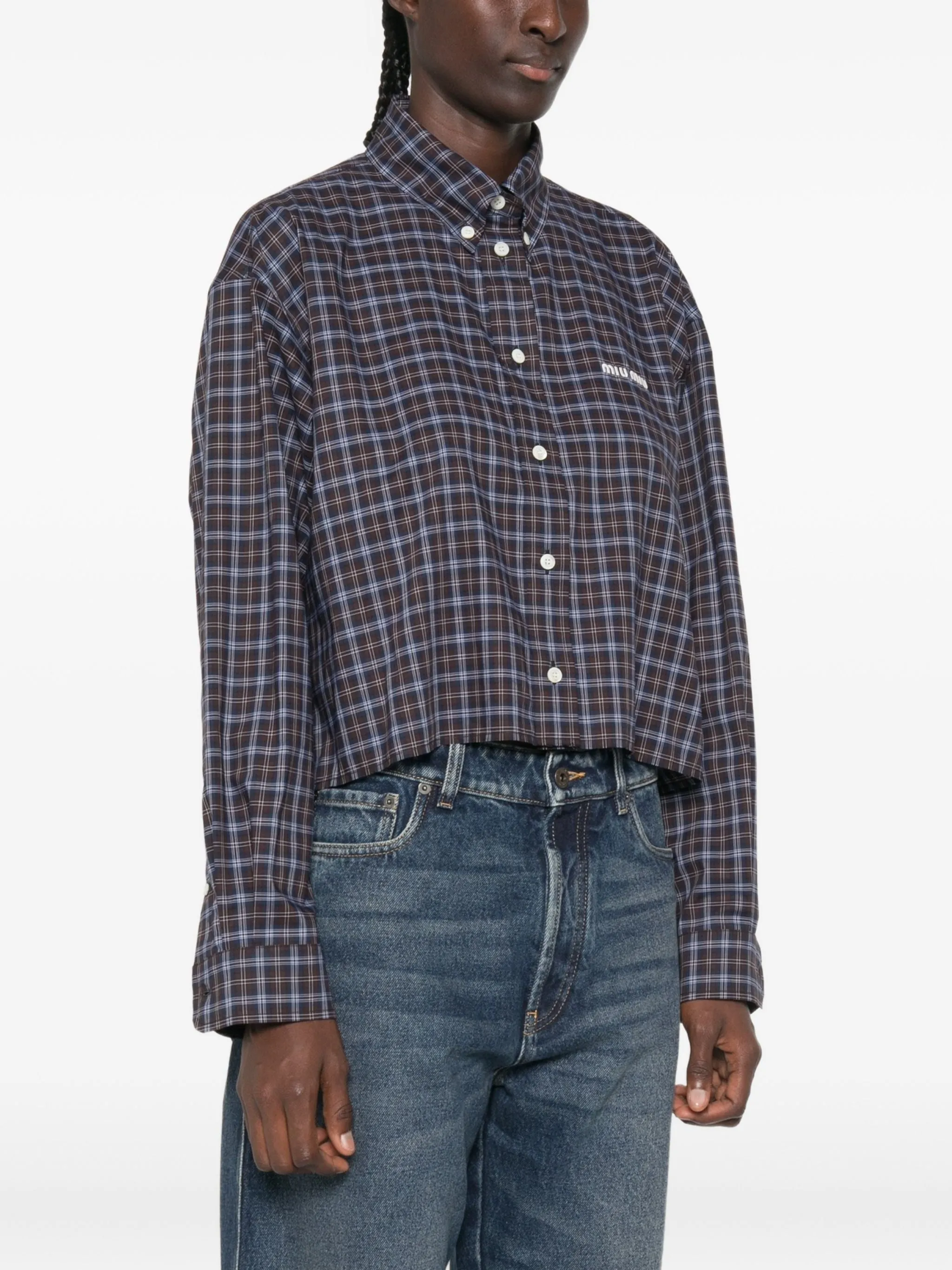 CHECK-PRINT LOGO-PATCH SHIRT sold by Lord & Taylor product image thumbnail 2