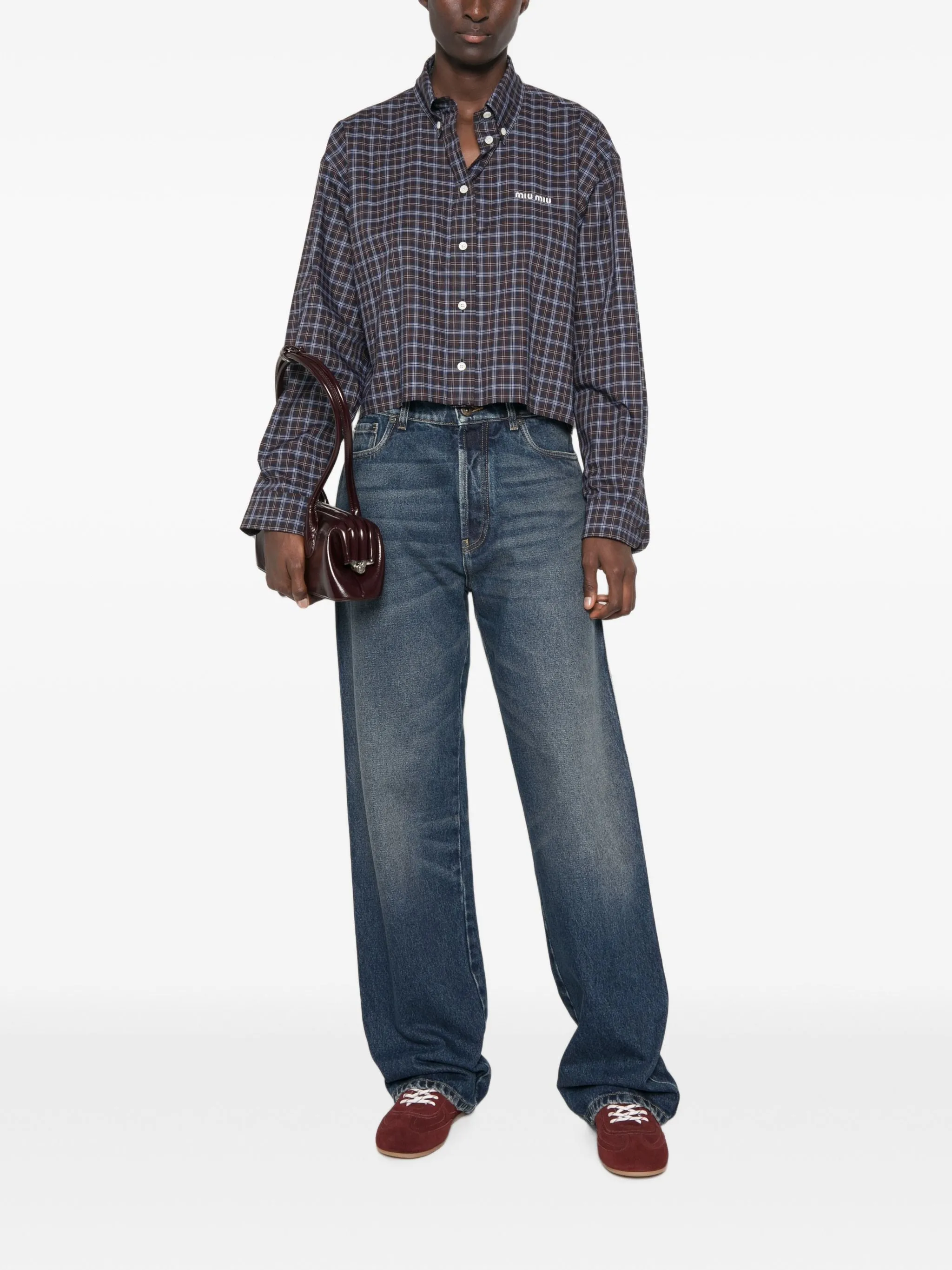 CHECK-PRINT LOGO-PATCH SHIRT sold by Lord & Taylor product image thumbnail 3