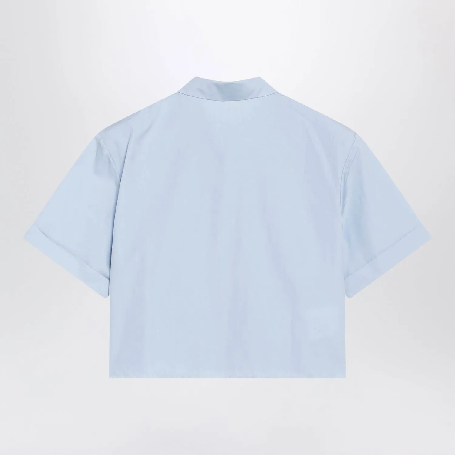 LIGHT BLUE CROPPED POPLIN SHIRT WITH RUFFLES sold by Lord & Taylor product image thumbnail 2