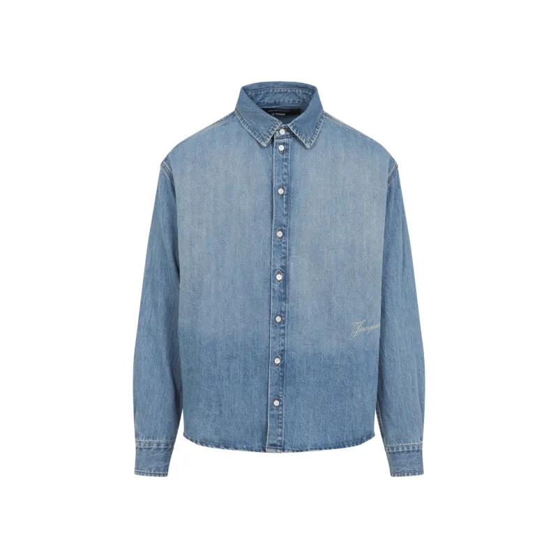 THE SIMON DE-NîMES LOGO-EMBROIDERED DENIM SHIRT made by Jacquemus