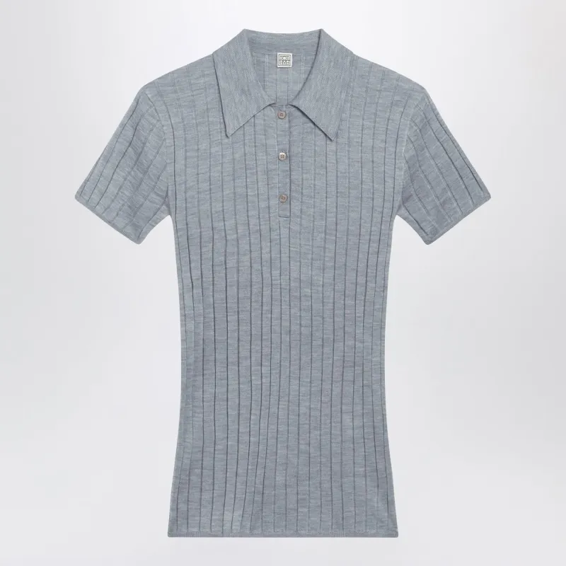 GREY MéLANGE RIBBED CASHMERE AND SILK POLO made by Toteme