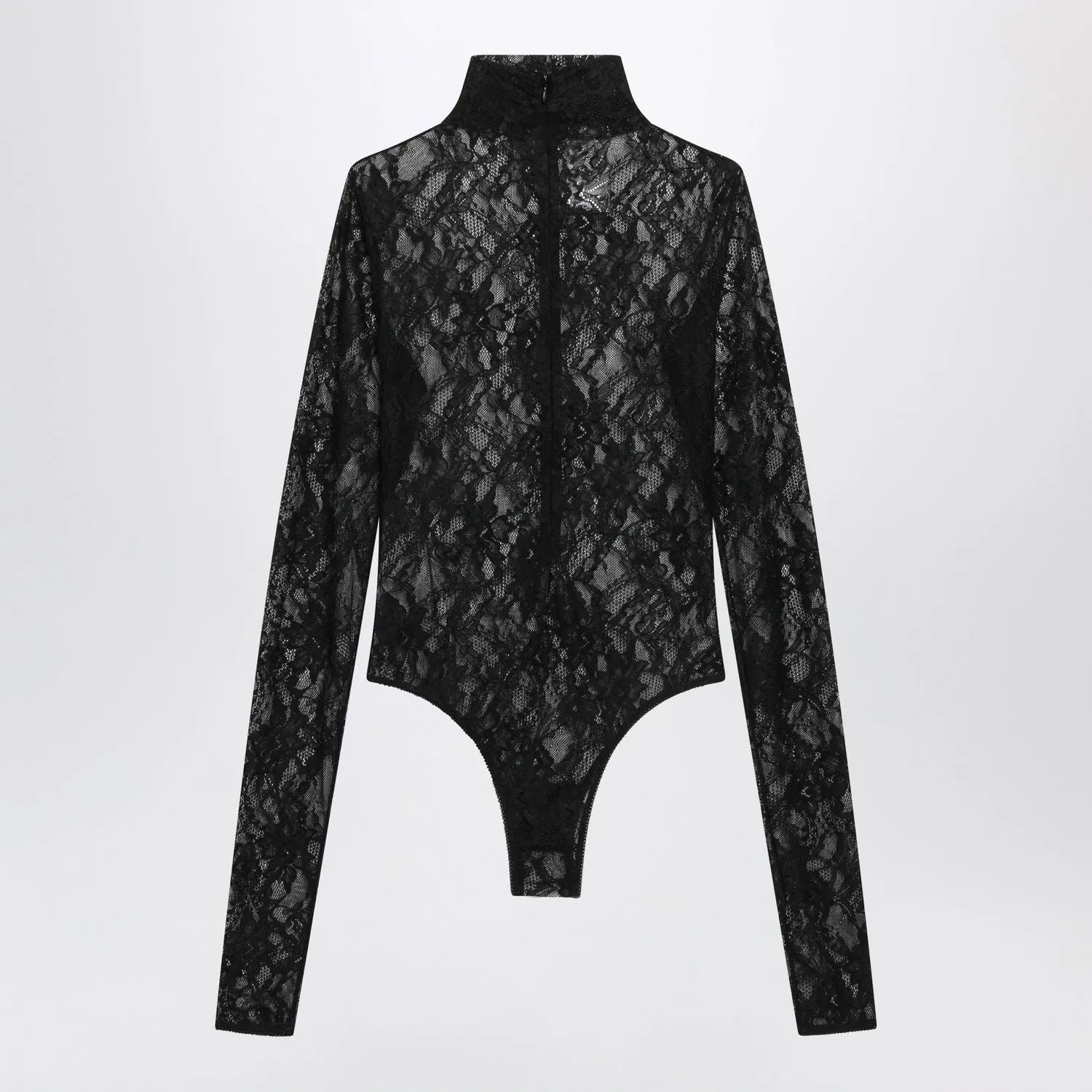 BLACK SEMISHEER LACE TURTLENECK BODYSUIT sold by Lord & Taylor product image thumbnail 2
