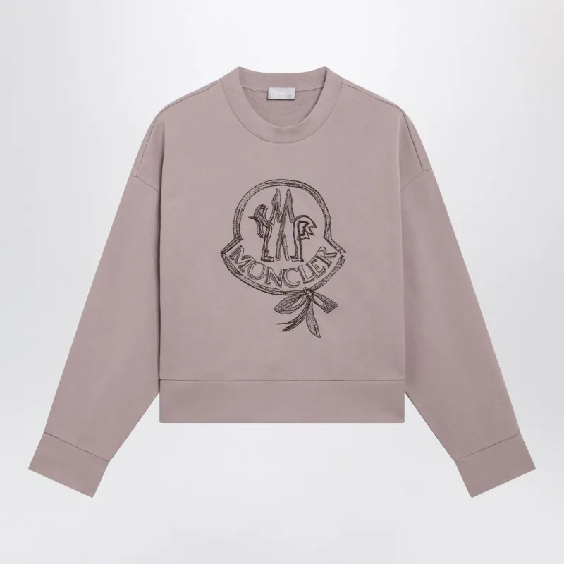 PINK COTTON SWEATSHIRT WITH EMBROIDERED LOGO made by Moncler
