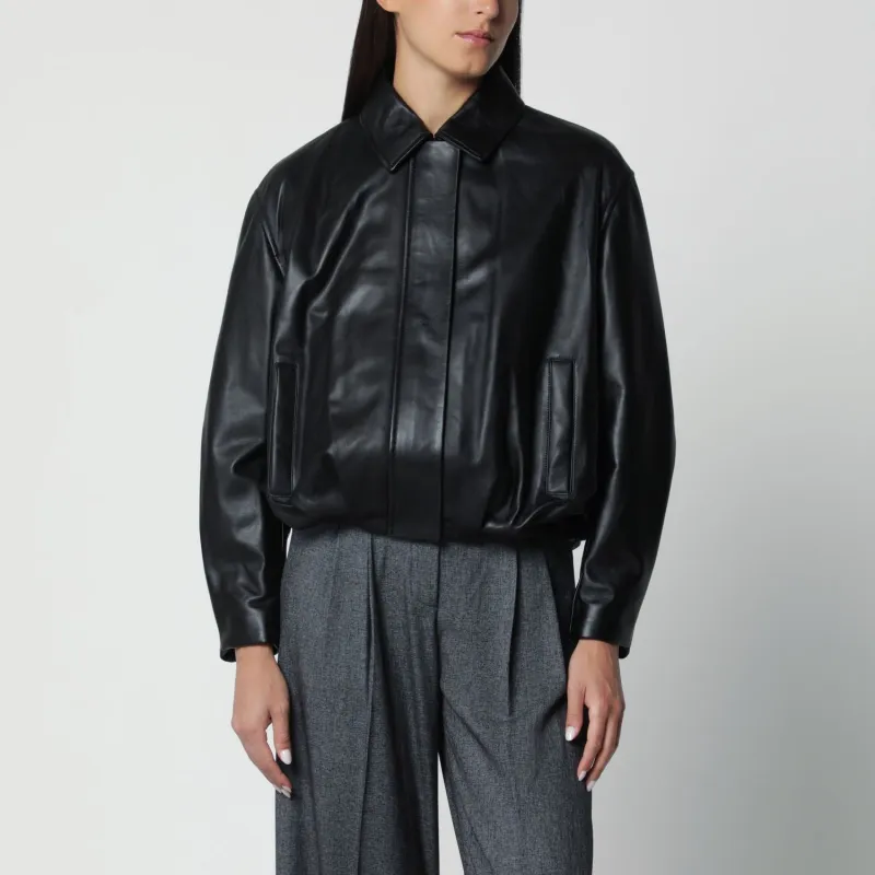 BLACK MELIS LEATHER BOMBER JACKET made by ARMA