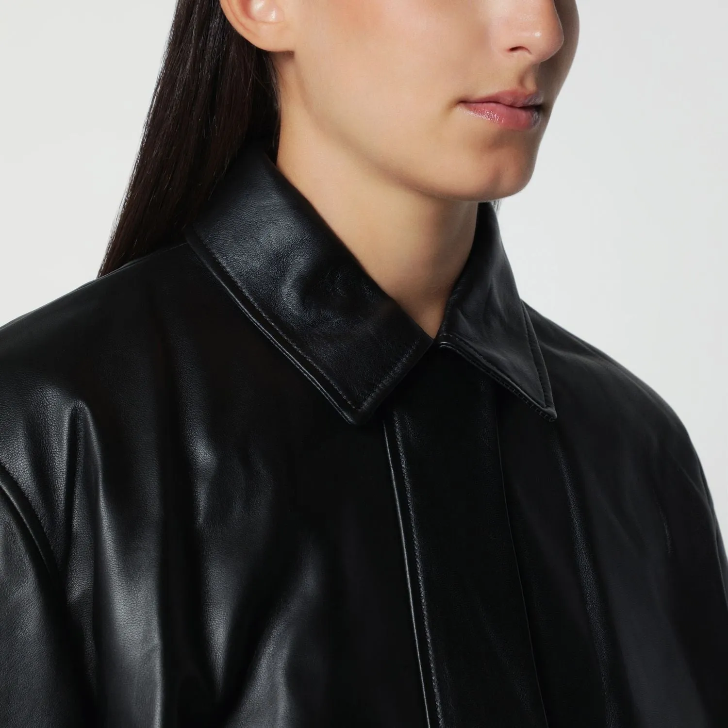 BLACK MELIS LEATHER BOMBER JACKET sold by Lord & Taylor product image thumbnail 2