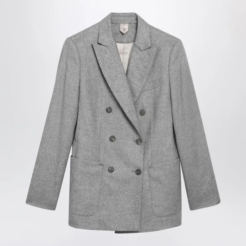 DOUBLEBREASTED BLAZER IN GREY SILK AND CASHMERE made by MaxMara