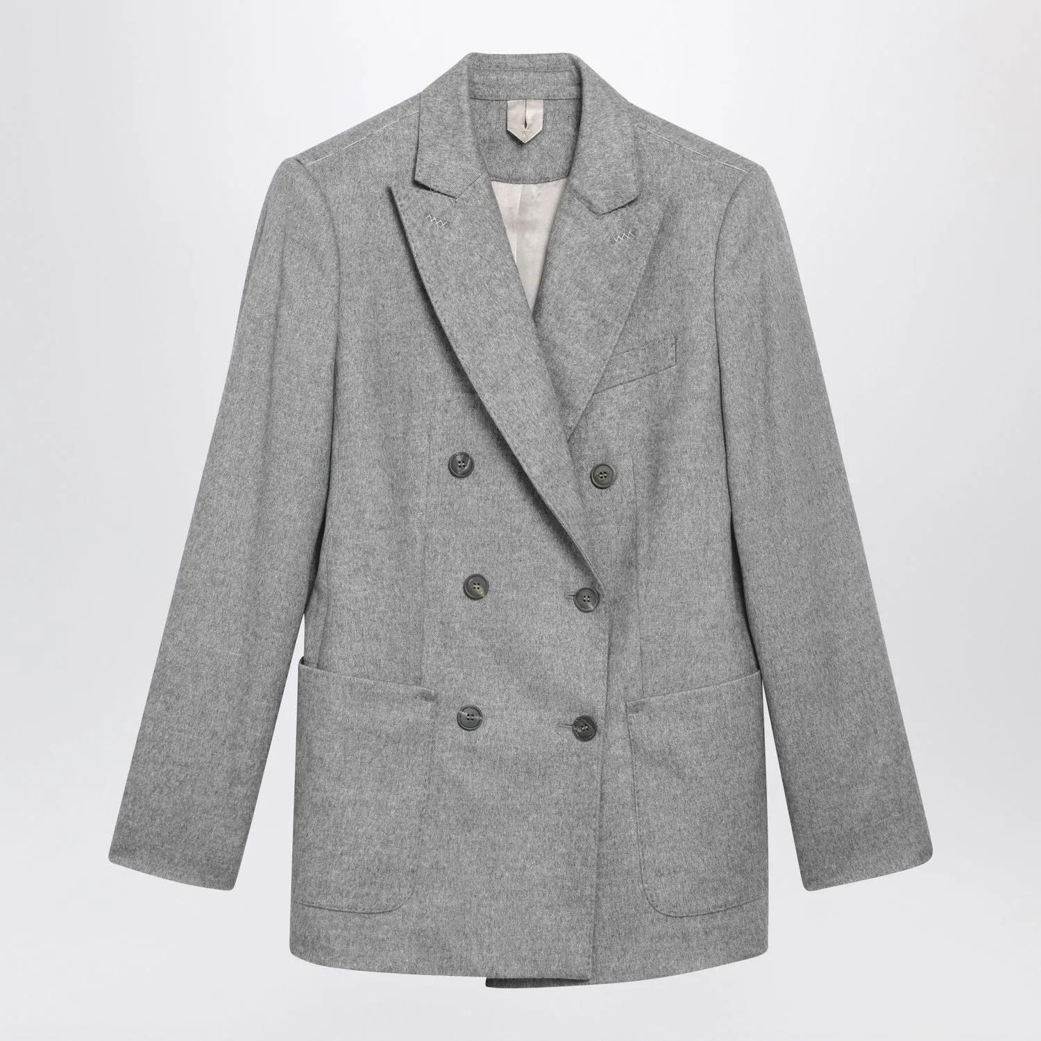 DOUBLEBREASTED BLAZER IN GREY SILK AND CASHMERE sold by Lord & Taylor