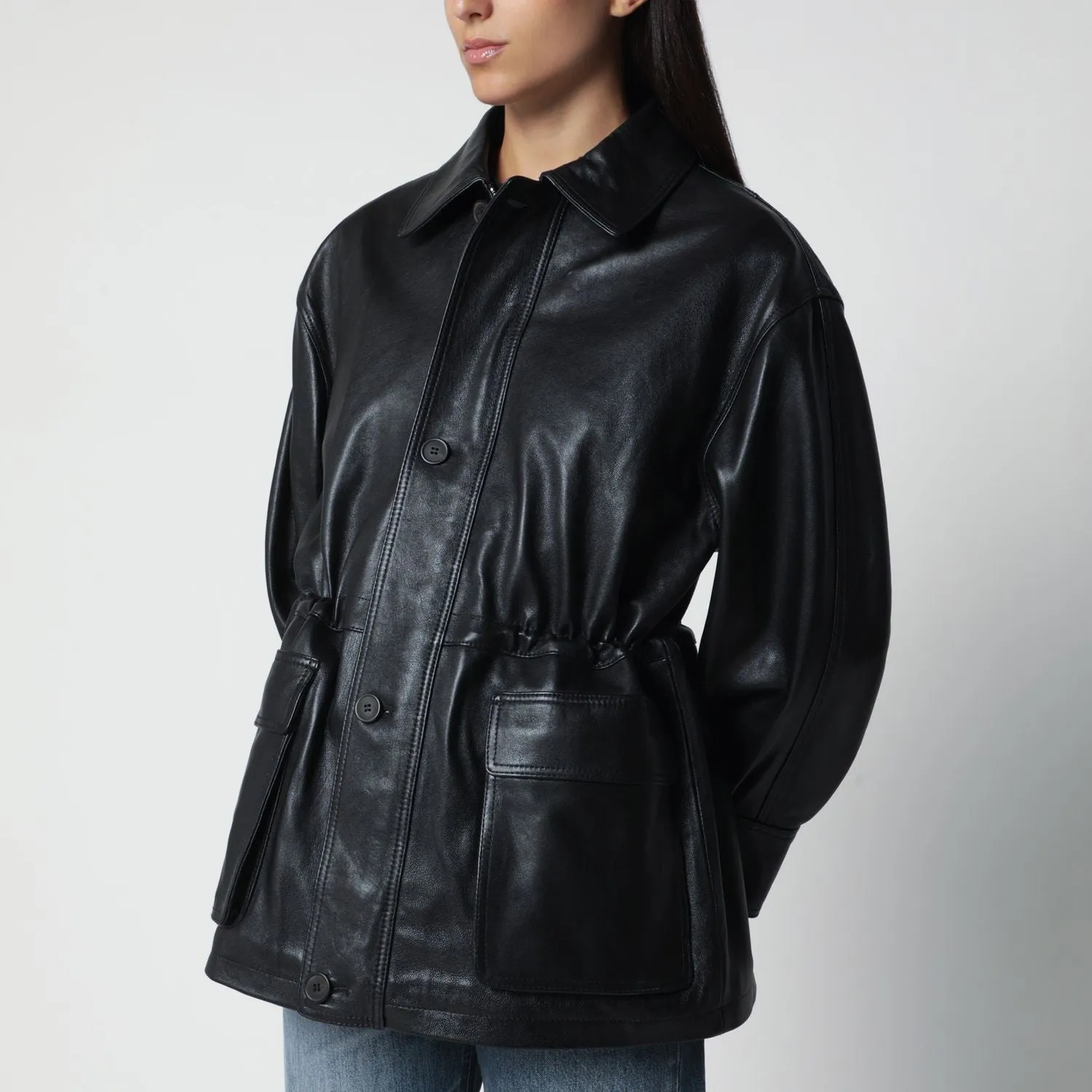 BLACK MAEVE LEATHER DRAWSTRING JACKET sold by Lord & Taylor product image thumbnail 2
