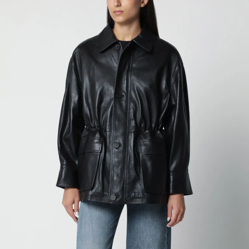 BLACK MAEVE LEATHER DRAWSTRING JACKET made by ARMA