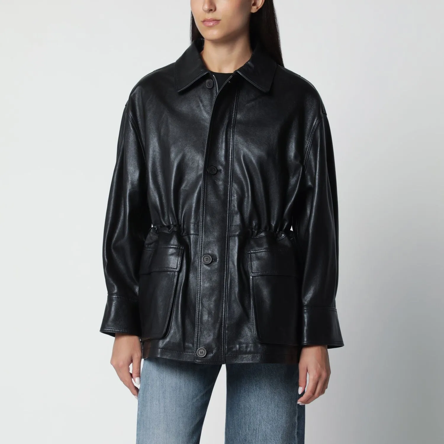BLACK MAEVE LEATHER DRAWSTRING JACKET sold by Lord & Taylor