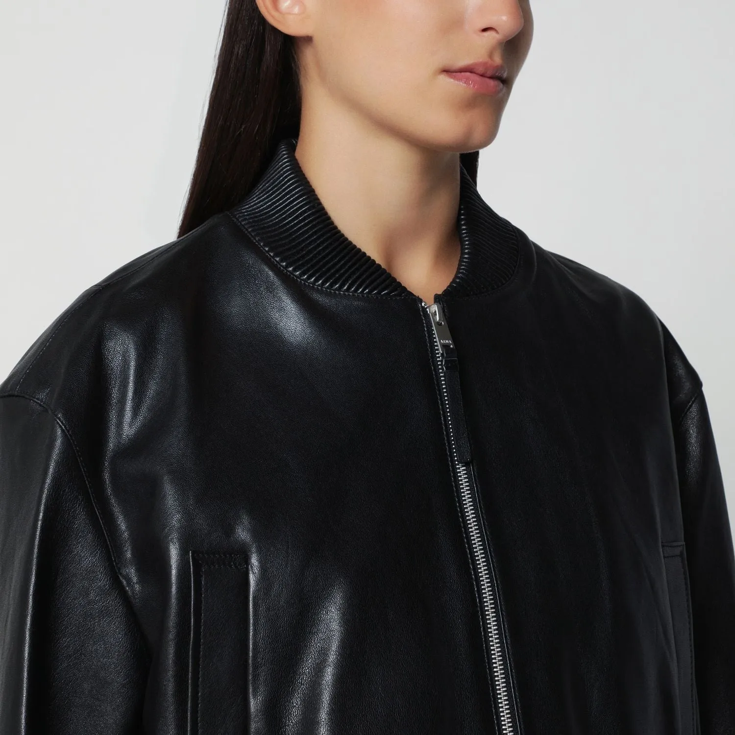 BLACK HANNAH CROPPED LEATHER BOMBER JACKET sold by Lord & Taylor product image thumbnail 2