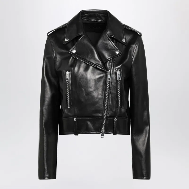 BLACK LEATHER BIKER JACKET made by Balenciaga