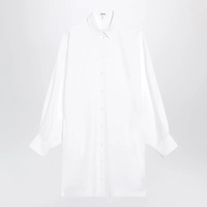 WHITE COTTON POPLIN SHIRT DRESS WITH BATWING SLEEVES made by Loewe