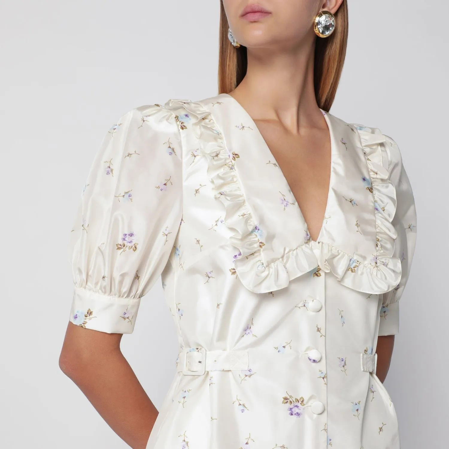 WHITE FLORALPRINT SILK MINI DRESS sold by Lord & Taylor product image thumbnail 2