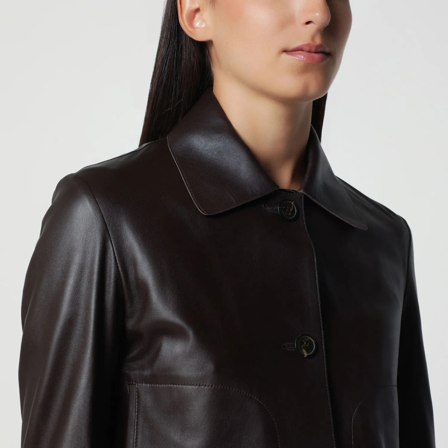 COFFEE BROWN EMY CROPPED LEATHER JACKET sold by Lord & Taylor product image thumbnail 2