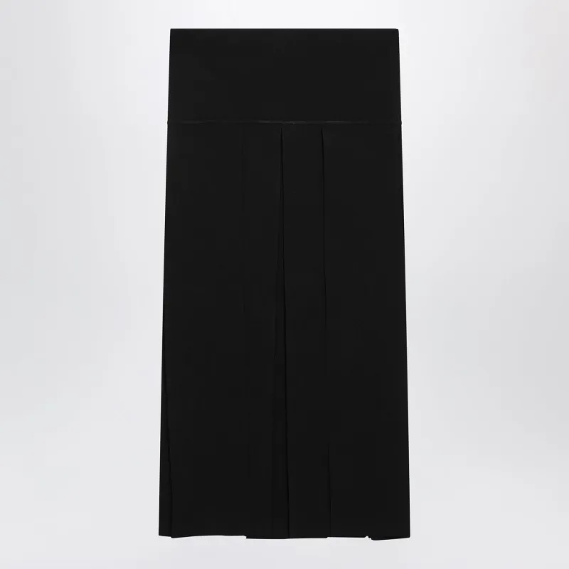PLEATED BLACK MIDI SKIRT IN SILK BLEND made by Alaia