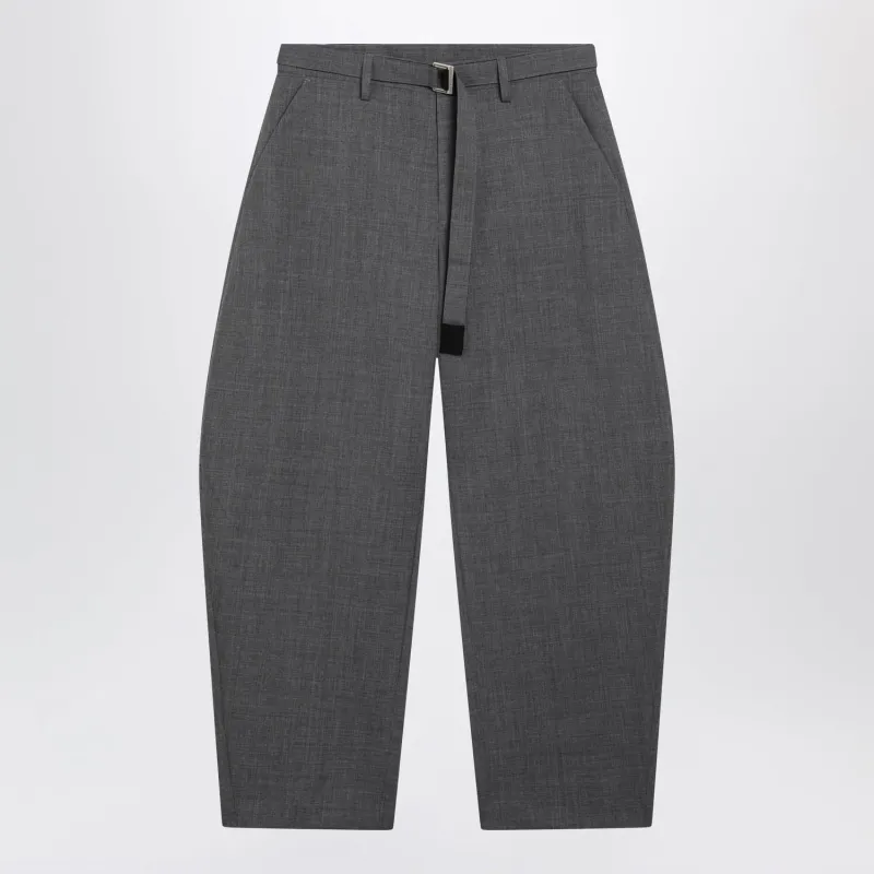 GREY WOOL TROUSERS WITH BELT made by Sacai