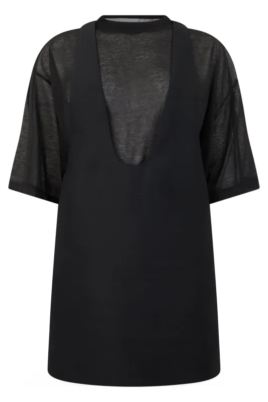 BLACK WOOL AND SILK MINI DRESS made by Balenciaga