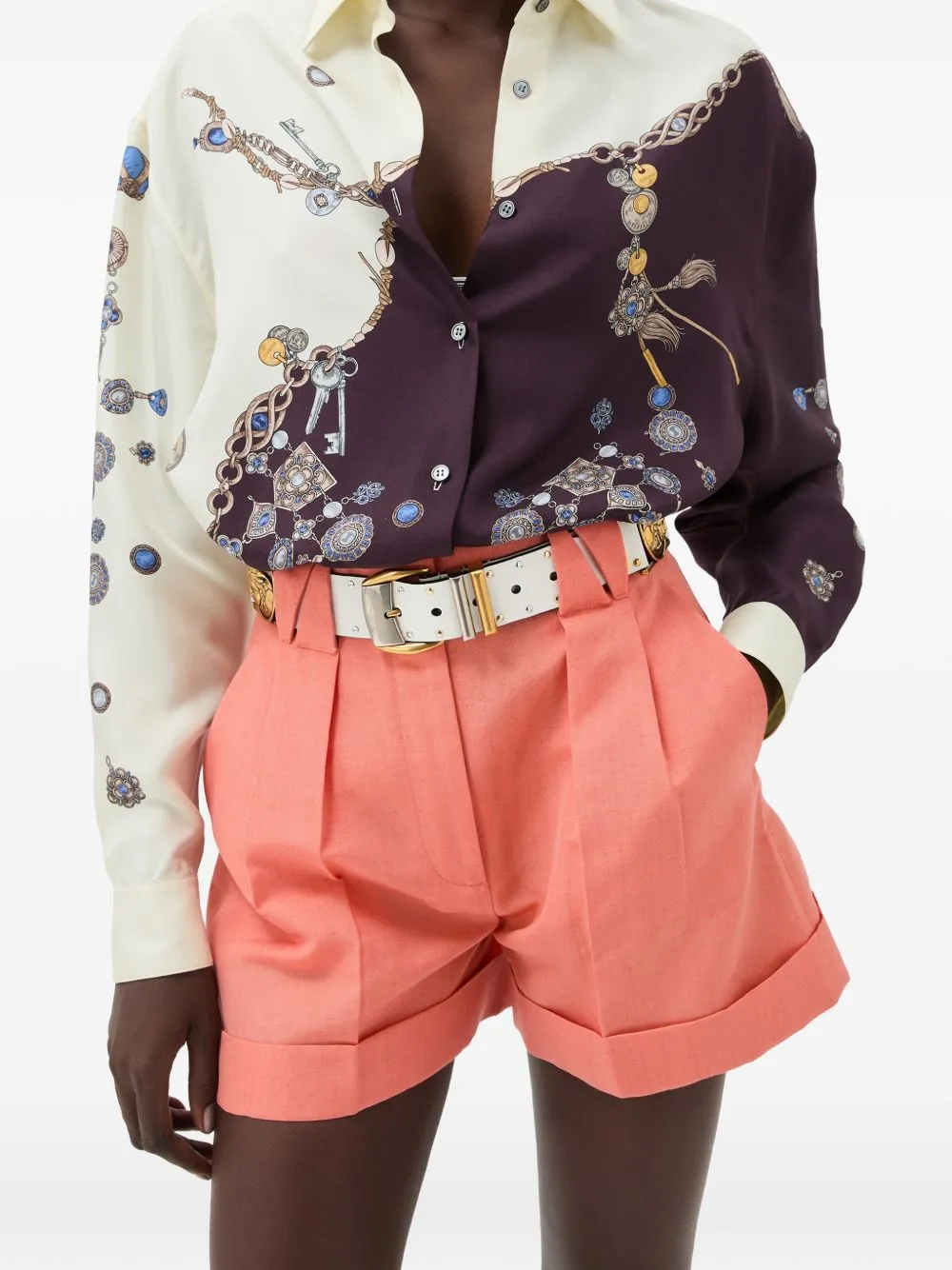 BURGUNDY WHITE SILK SHIRT sold by Lord & Taylor product image thumbnail 4