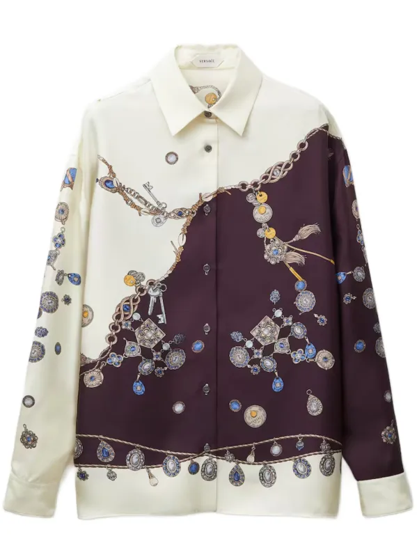 BURGUNDY WHITE SILK SHIRT made by Versace