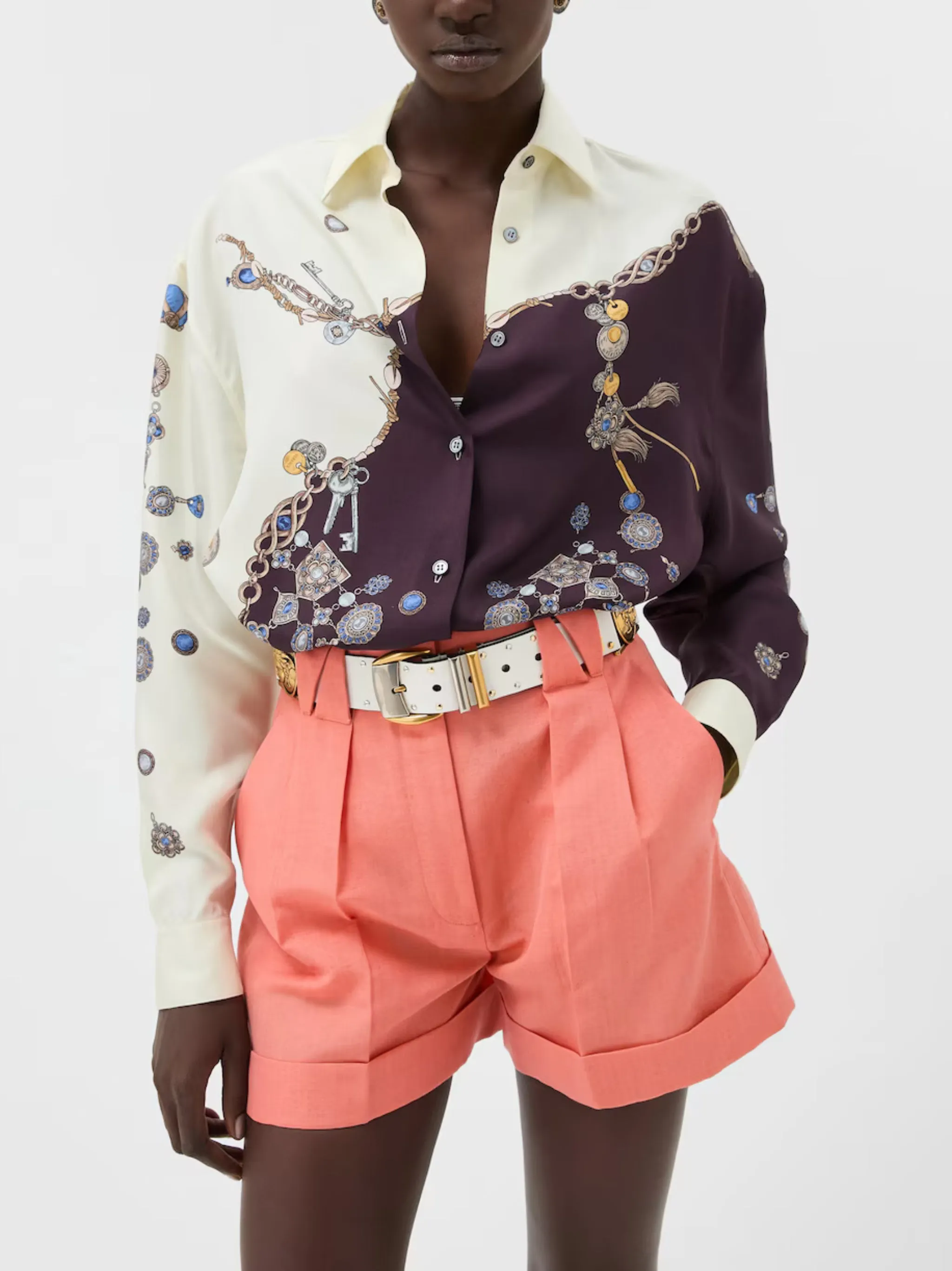 BURGUNDY WHITE SILK SHIRT sold by Lord & Taylor product image thumbnail 2