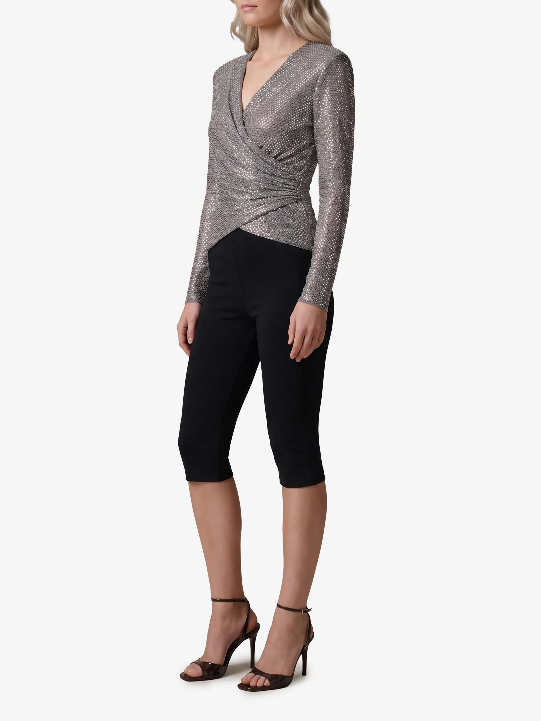 GREY RHINESTONE MESH WRAP TOP sold by Lord & Taylor product image thumbnail 2